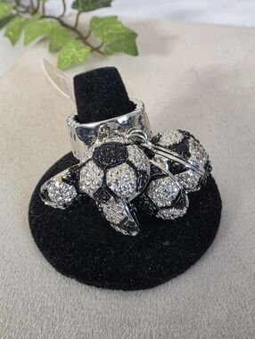 Silver Stretch To Fit Ring Soccer Ball Charms